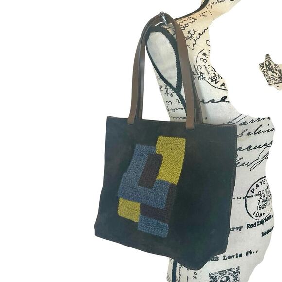 LAMARTHE PARIS TOTE SUEDE BROWN EMBROIDERED DETAILS MADE IN ITALY VERSATILE - Picture 11 of 16